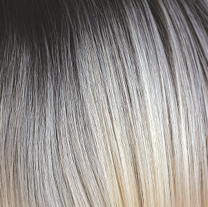 Creme de Coco - Pale cream and dark coco in contrast with one another, a fantastically dark root which then transverses into the cream coconut and whitey blond ash tones. Creme de Coco is an uber, cool color which maximizes fashion flair. It is one of our high heat colors.