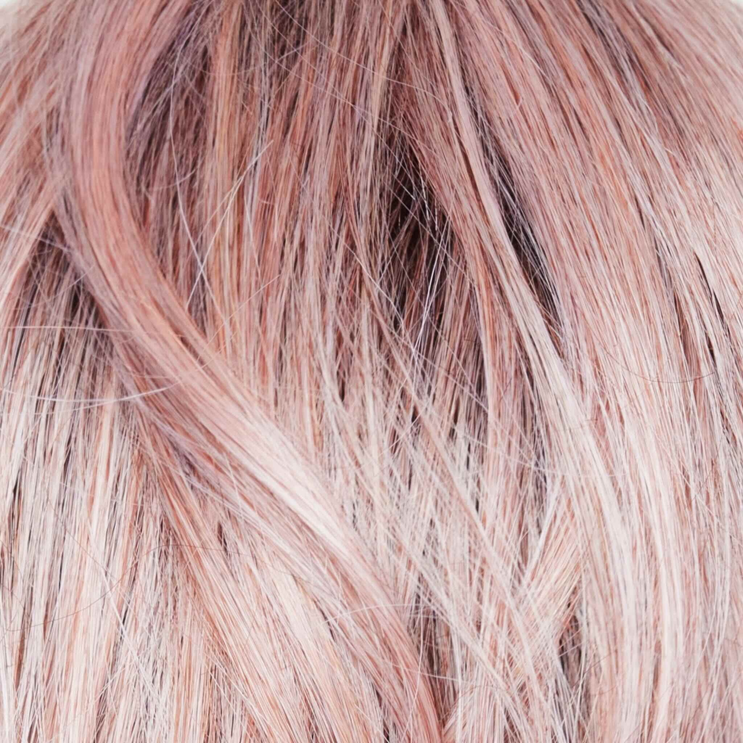 Watermelon-R - A rich pastel pink base with subtle soft reddish tone. The root is soft dark brown for a natural finish. It's a head-turner, that's for sure!