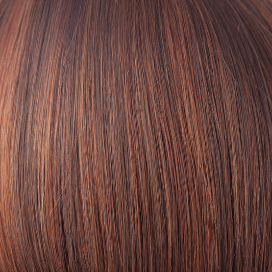 Chestnut  -  To make this color we have blended a multitude of medium brown red to make an unrivaled chestnut. Chesnut has a subtle twist of color blending slightly lighter towards the ends. It is understated, natural and complements all skin tones.