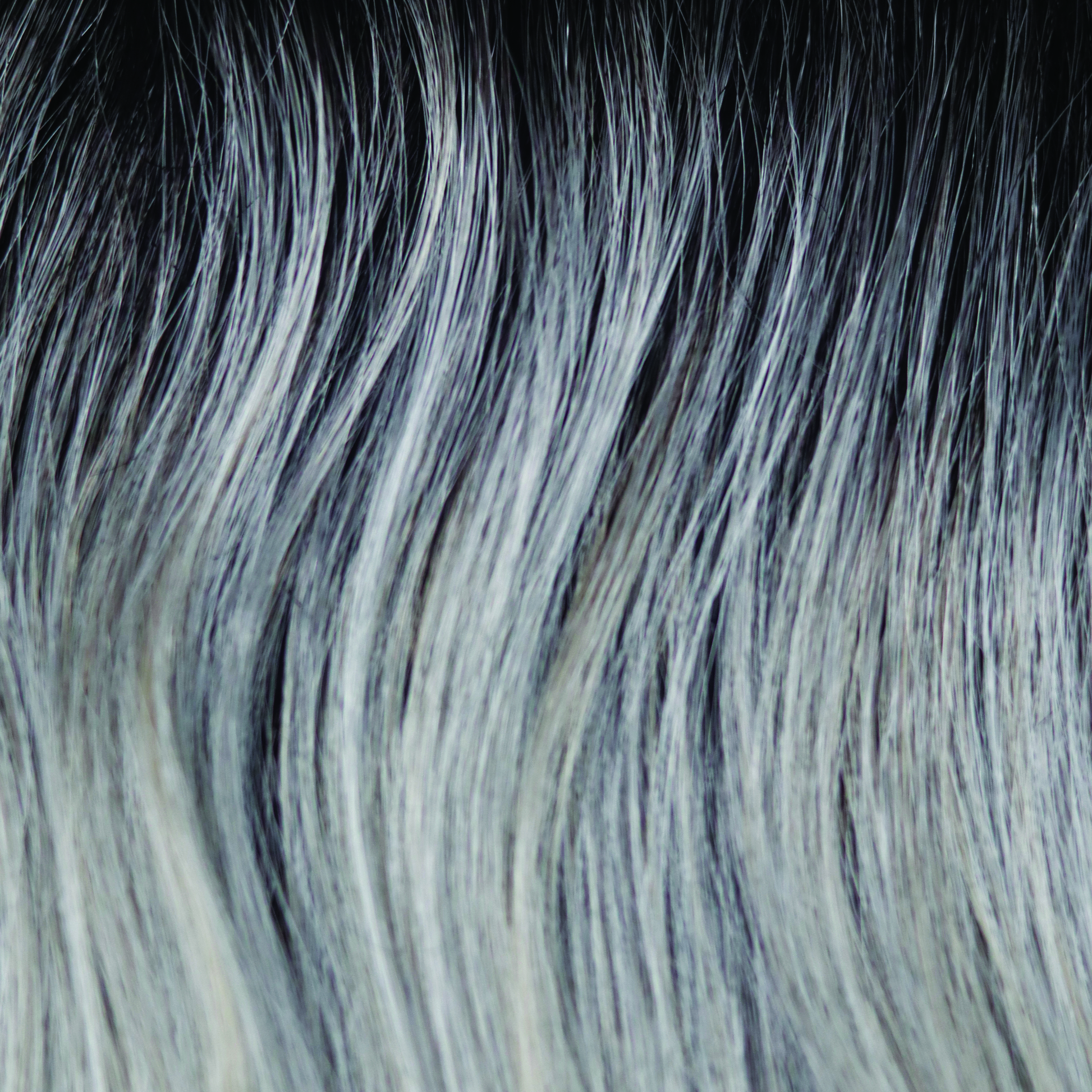 Moonstone  -  This blend of cool white silver gray and creamy white gray tones is our Moonstone color. The subtle, refined beauty of this color palette is completed with the addition of natural dark brown roots. An excellent choice for those that want a fashion-forward, dreamy look!
