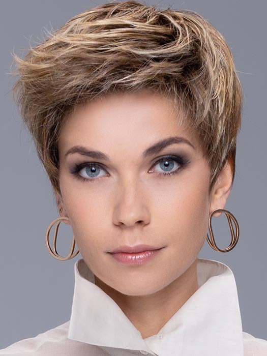 COOL by ELLEN WILLE in LIGHT BERNSTEIN ROOTED 8.20.27 | Light Auburn, Light Honey Blonde, and Light Reddish Brown Blend and Dark Roots