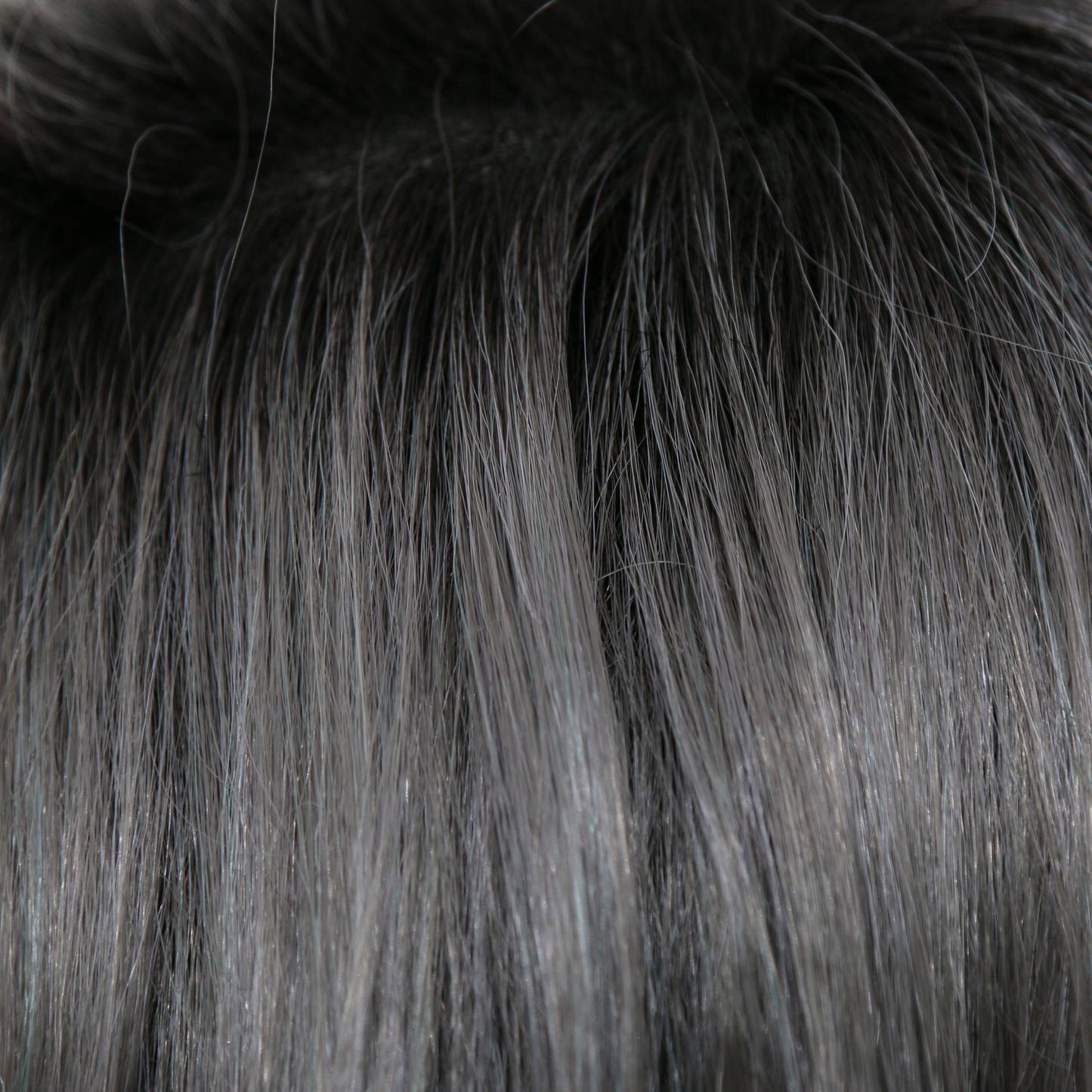 Smoky Gray-R  -  A cool silver gray base with a fusion of lavender and clear blue streaks. This stunning color palette is infused with a mixture of blue-black roots. 