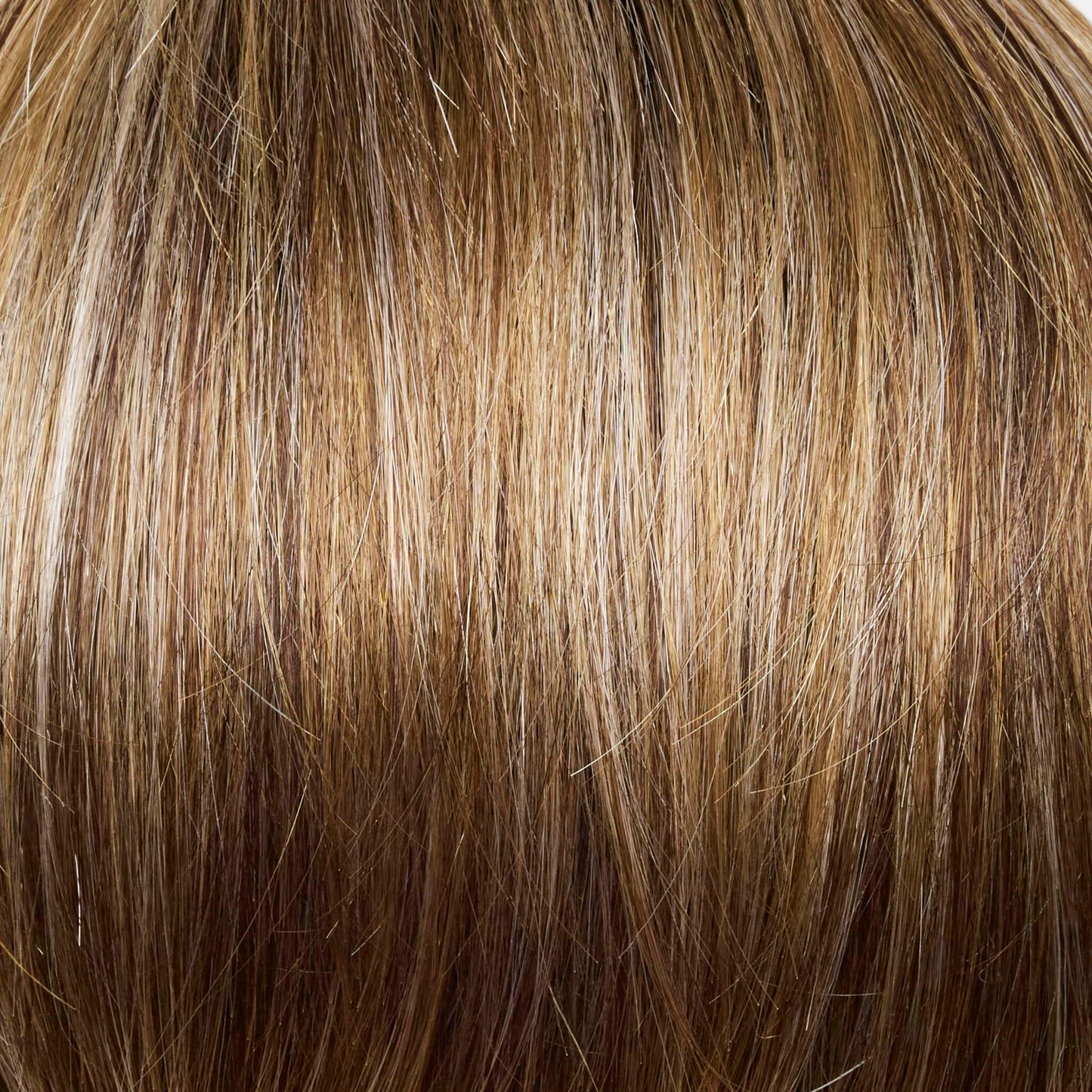 Sparkling Mocha-R  -  A neutral dark-brown base featuring silvery white and golden blond highlights.